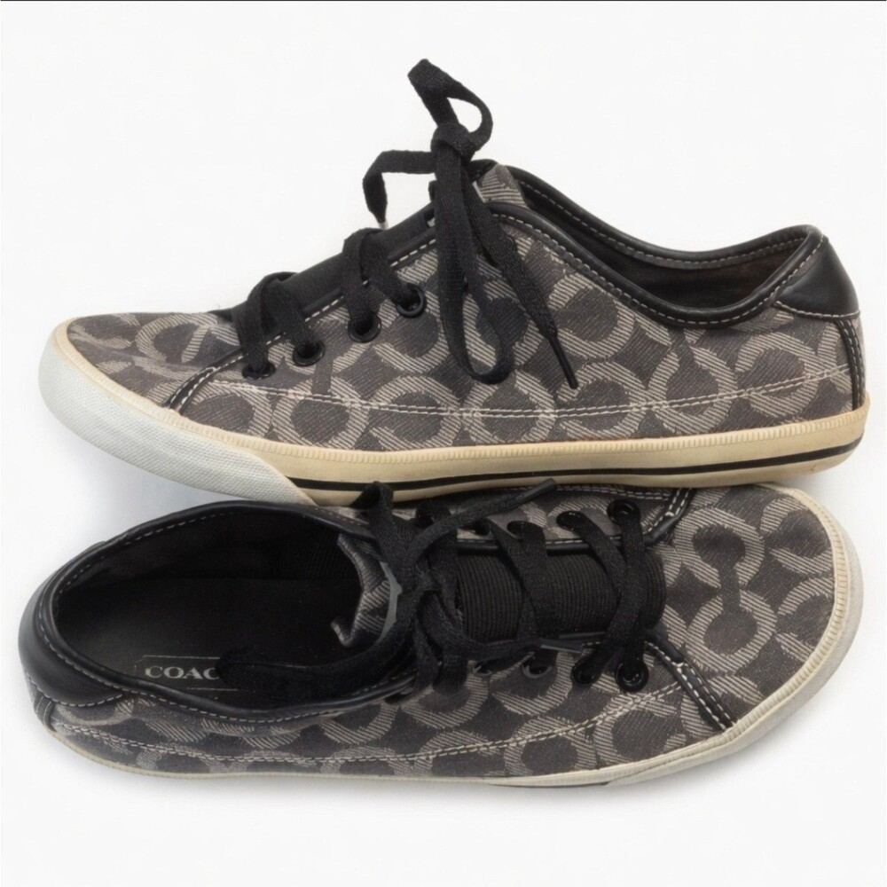 Coach Signature Monogram Canvas Low Top Sneakers Women's US 11 / EU 42 Black